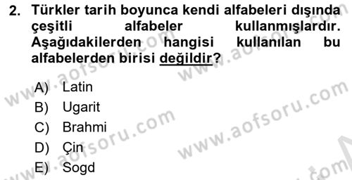 Türk Kültürü Ve Tarihine Giriş Dersi 2023 - 2024 Yılı Yaz Okulu Sınav Soruları 2. Soru