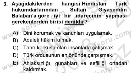 Türk Kültürü Ve Tarihine Giriş Dersi 2023 - 2024 Yılı Yaz Okulu Sınav Soruları 3. Soru