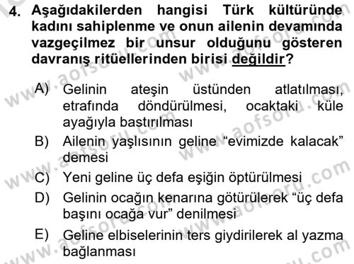 Türk Kültürü Ve Tarihine Giriş Dersi 2023 - 2024 Yılı Yaz Okulu Sınav Soruları 4. Soru