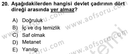 Türk Kültürü Ve Tarihine Giriş Dersi 2024 - 2025 Yılı (Vize) Ara Sınav Soruları 20. Soru