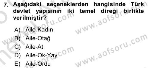 Türk Kültürü Ve Tarihine Giriş Dersi 2024 - 2025 Yılı (Vize) Ara Sınav Soruları 7. Soru