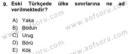 Türk Kültürü Ve Tarihine Giriş Dersi 2024 - 2025 Yılı (Vize) Ara Sınav Soruları 9. Soru