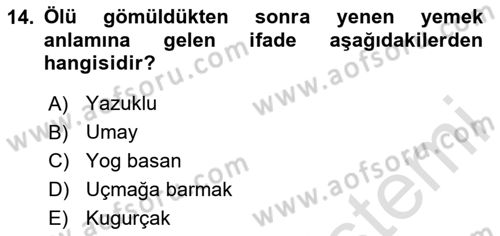 Türk Kültürü Ve Tarihine Giriş Dersi 2024 - 2025 Yılı (Final) Dönem Sonu Sınav Soruları 14. Soru