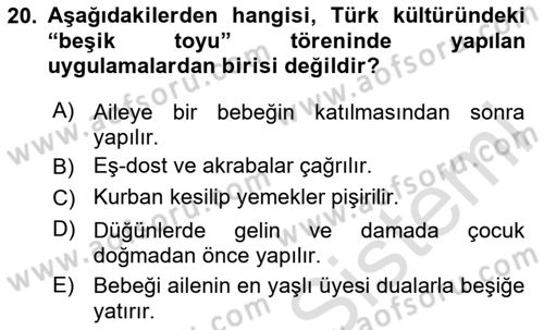 Türk Kültürü Ve Tarihine Giriş Dersi Dönem Sonu Sınavı Deneme Sınav Soruları 20. Soru