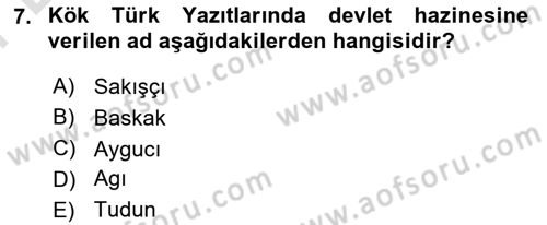 Türk Kültürü Ve Tarihine Giriş Dersi Dönem Sonu Sınavı Deneme Sınav Soruları 7. Soru