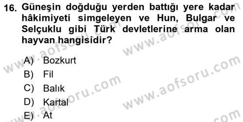 Türk Kültürü Ve Tarihine Giriş Dersi 2024 - 2025 Yılı Yaz Okulu Sınav Soruları 16. Soru