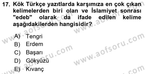 Türk Kültürü Ve Tarihine Giriş Dersi 2025 - 2026 Yılı (Vize) Ara Sınav Soruları 17. Soru