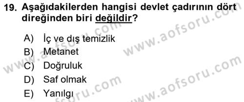 Türk Kültürü Ve Tarihine Giriş Dersi 2025 - 2026 Yılı (Vize) Ara Sınav Soruları 19. Soru