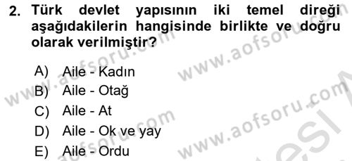 Türk Kültürü Ve Tarihine Giriş Dersi 2025 - 2026 Yılı (Vize) Ara Sınav Soruları 2. Soru