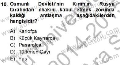 Yakınçağ Avrupa Tarihi Dersi 2014 - 2015 Yılı (Vize) Ara Sınav Soruları 10. Soru