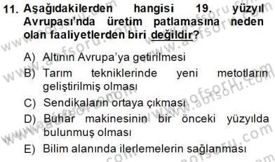 Yakınçağ Avrupa Tarihi Dersi 2014 - 2015 Yılı (Vize) Ara Sınav Soruları 11. Soru
