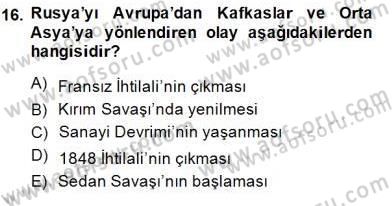 Yakınçağ Avrupa Tarihi Dersi 2014 - 2015 Yılı (Vize) Ara Sınav Soruları 16. Soru