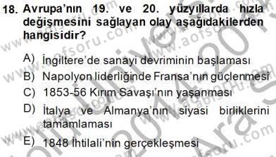 Yakınçağ Avrupa Tarihi Dersi 2014 - 2015 Yılı (Vize) Ara Sınav Soruları 18. Soru