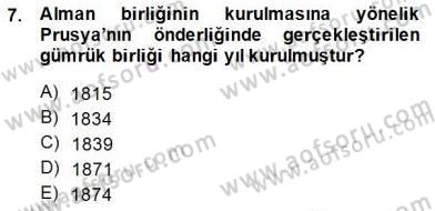 Yakınçağ Avrupa Tarihi Dersi 2014 - 2015 Yılı (Vize) Ara Sınav Soruları 7. Soru