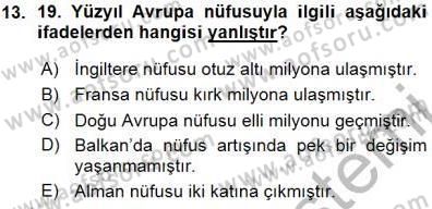 Yakınçağ Avrupa Tarihi Dersi Ara Sınavı Deneme Sınav Soruları 13. Soru