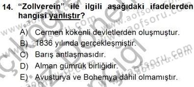 Yakınçağ Avrupa Tarihi Dersi 2015 - 2016 Yılı (Vize) Ara Sınav Soruları 14. Soru