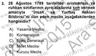 Yakınçağ Avrupa Tarihi Dersi Ara Sınavı Deneme Sınav Soruları 3. Soru