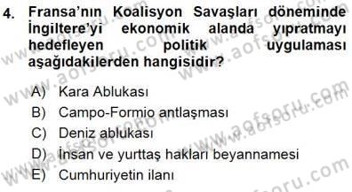 Yakınçağ Avrupa Tarihi Dersi Ara Sınavı Deneme Sınav Soruları 4. Soru