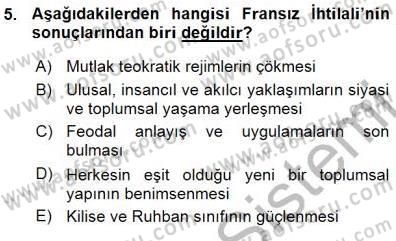 Yakınçağ Avrupa Tarihi Dersi Ara Sınavı Deneme Sınav Soruları 5. Soru