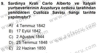 Yakınçağ Avrupa Tarihi Dersi 2015 - 2016 Yılı (Vize) Ara Sınav Soruları 9. Soru