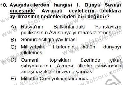 Yakınçağ Avrupa Tarihi Dersi 2015 - 2016 Yılı (Final) Dönem Sonu Sınav Soruları 10. Soru