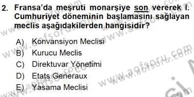 Yakınçağ Avrupa Tarihi Dersi 2015 - 2016 Yılı (Final) Dönem Sonu Sınav Soruları 2. Soru