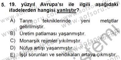 Yakınçağ Avrupa Tarihi Dersi 2015 - 2016 Yılı (Final) Dönem Sonu Sınav Soruları 5. Soru