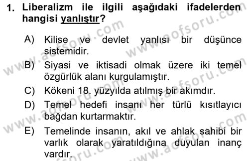 Yakınçağ Avrupa Tarihi Dersi 2017 - 2018 Yılı 3 Ders Sınav Soruları 1. Soru
