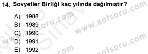 Yakınçağ Avrupa Tarihi Dersi 2017 - 2018 Yılı 3 Ders Sınav Soruları 14. Soru