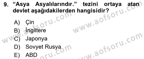 Yakınçağ Avrupa Tarihi Dersi 2017 - 2018 Yılı 3 Ders Sınav Soruları 9. Soru