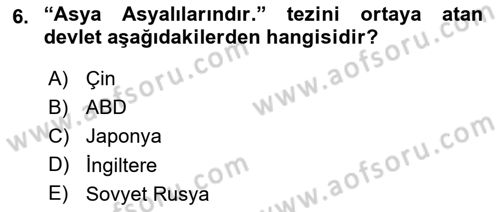 Yakınçağ Avrupa Tarihi Dersi 2018 - 2019 Yılı 3 Ders Sınav Soruları 6. Soru