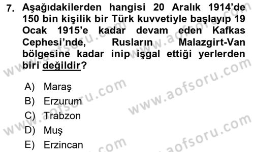 Yakınçağ Avrupa Tarihi Dersi 2018 - 2019 Yılı 3 Ders Sınav Soruları 7. Soru