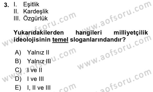 Yakınçağ Avrupa Tarihi Dersi 2018 - 2019 Yılı (Vize) Ara Sınav Soruları 3. Soru