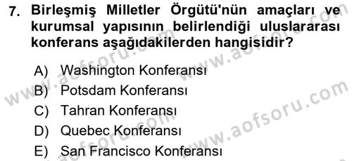Yakınçağ Avrupa Tarihi Dersi 2018 - 2019 Yılı (Final) Dönem Sonu Sınav Soruları 7. Soru