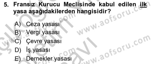 Yakınçağ Avrupa Tarihi Dersi 2018 - 2019 Yılı Yaz Okulu Sınav Soruları 5. Soru