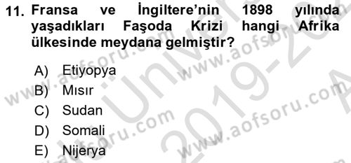 Yakınçağ Avrupa Tarihi Dersi 2019 - 2020 Yılı (Vize) Ara Sınav Soruları 11. Soru