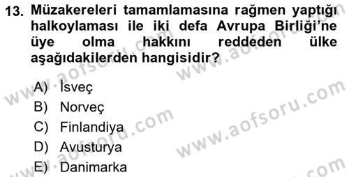 Yakınçağ Avrupa Tarihi Dersi 2019 - 2020 Yılı (Final) Dönem Sonu Sınav Soruları 13. Soru