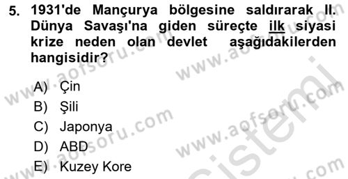 Yakınçağ Avrupa Tarihi Dersi 2021 - 2022 Yılı (Final) Dönem Sonu Sınav Soruları 5. Soru