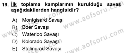 Yakınçağ Avrupa Tarihi Dersi 2022 - 2023 Yılı (Vize) Ara Sınav Soruları 19. Soru