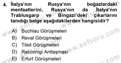 Yakınçağ Avrupa Tarihi Dersi 2022 - 2023 Yılı (Vize) Ara Sınav Soruları 4. Soru