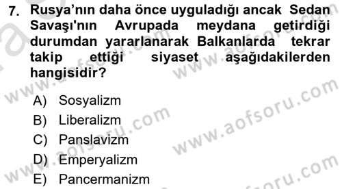 Yakınçağ Avrupa Tarihi Dersi 2022 - 2023 Yılı (Vize) Ara Sınav Soruları 7. Soru