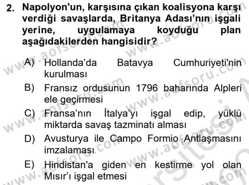 Yakınçağ Avrupa Tarihi Dersi 2022 - 2023 Yılı Yaz Okulu Sınav Soruları 2. Soru