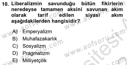 Yakınçağ Avrupa Tarihi Dersi Ara Sınavı Deneme Sınav Soruları 10. Soru