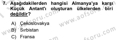 Yakınçağ Avrupa Tarihi Dersi 2023 - 2024 Yılı (Final) Dönem Sonu Sınav Soruları 7. Soru
