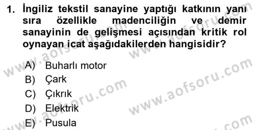 Yakınçağ Avrupa Tarihi Dersi 2023 - 2024 Yılı Yaz Okulu Sınav Soruları 1. Soru