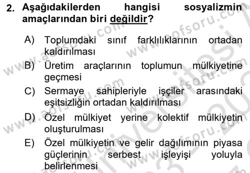 Yakınçağ Avrupa Tarihi Dersi 2023 - 2024 Yılı Yaz Okulu Sınav Soruları 2. Soru