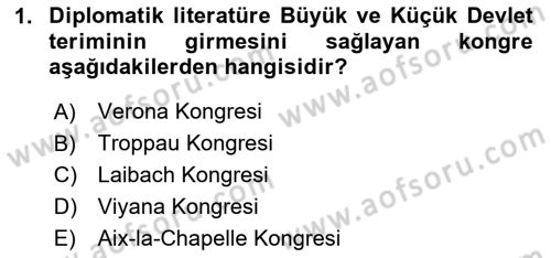 Yakınçağ Avrupa Tarihi Dersi 2024 - 2025 Yılı (Vize) Ara Sınav Soruları 1. Soru