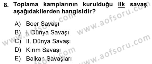 Yakınçağ Avrupa Tarihi Dersi 2024 - 2025 Yılı (Vize) Ara Sınav Soruları 8. Soru