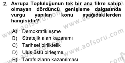 Yakınçağ Avrupa Tarihi Dersi 2024 - 2025 Yılı (Final) Dönem Sonu Sınav Soruları 2. Soru