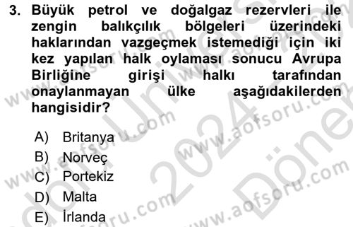Yakınçağ Avrupa Tarihi Dersi 2024 - 2025 Yılı (Final) Dönem Sonu Sınav Soruları 3. Soru